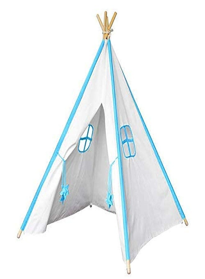 Next Day Art Tent House for Kids Tepee Tent with Padded Mat, Kids Canopy Play Tent, Playard, Playhouse Big Portable Tent for Kids for Indoor and Outdoor- Blue and White - Image 2